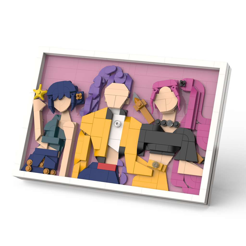 K-pop girl group brick art angled view
